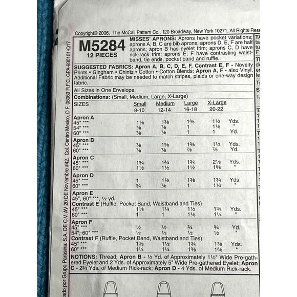 McCalls 5284 pattern full or half apron ruffle hem size one size - Picture 4 of 6
